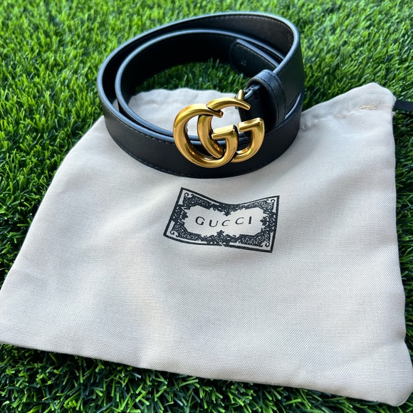 Gucci Accessories - Gucci Black Belt with Gold GG Buckle size 85 usa 28